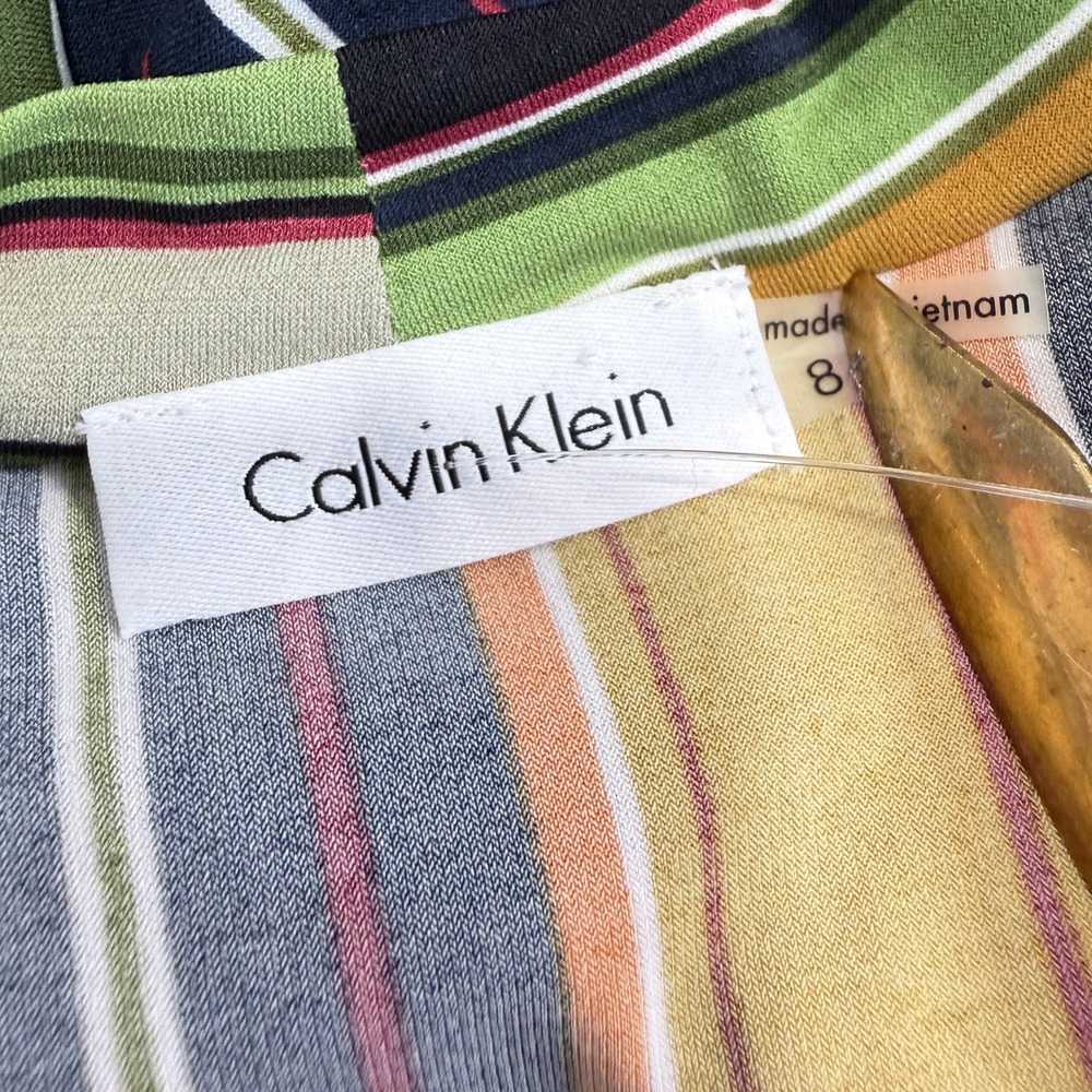 CALVIN‎ KLEIN Multicolor Striped Faux Wrap Sleeveless Dress 8 CD3A2E55 - Picture 3 of 8